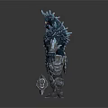 Fantasy Mythical Warrior With Crystal Spiked Armor Intricate Design Standing Pose