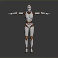 White And Red Humanoid Robot With Extended Arms Standing Posture Design 3d model