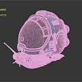 Futuristic Mechanical Snail With Blue Shell Transparent Cockpit Antenna And Glowing Lights