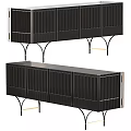 Modern Entryway Cabinet And Sideboard With Vertical Stripes And Metal Legs