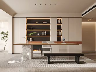 Modern Cream Style Study Cream Study 3d model