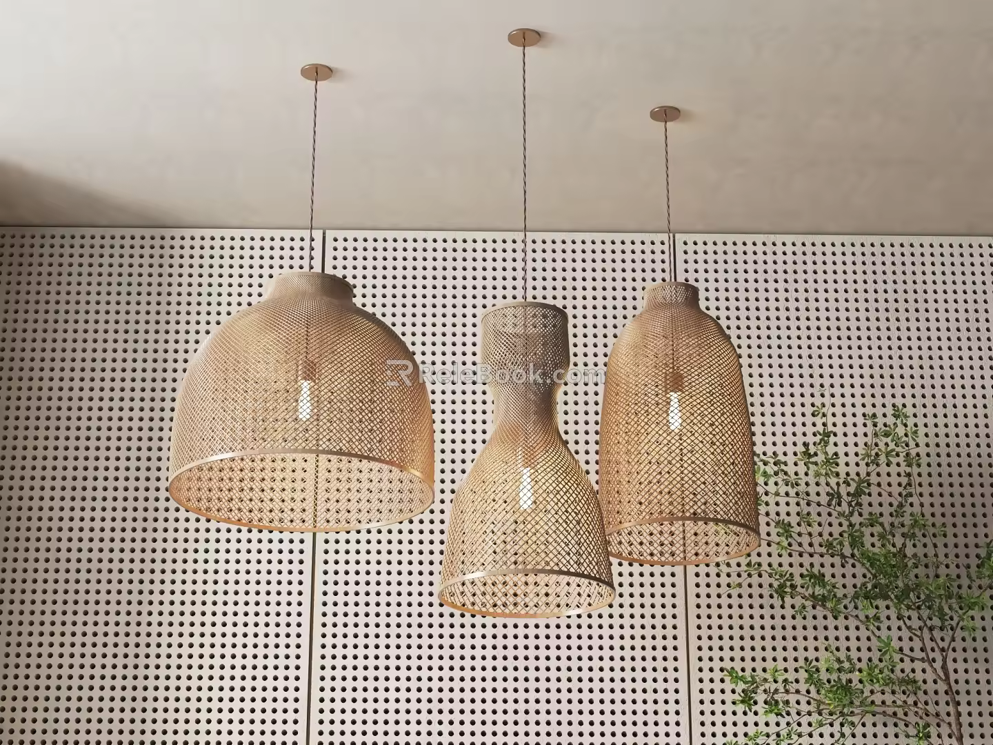 Rattan chandelier combination 3d model