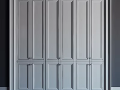 Sleek Modern Gray Wardrobe Design With Paneled Doors And Clean Lines 3d model