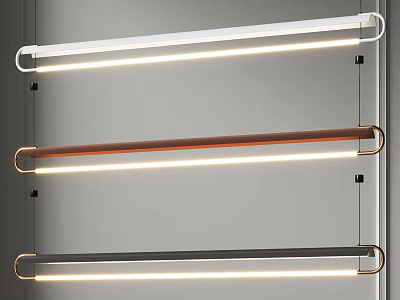 Modern Linear Pendant Lights in White Copper Black Sleek Design Illuminated on Gray Wall 3d model