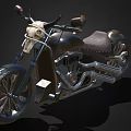 Vintage Motorcycle With Leather Seat Chrome Details Skull Decoration And Large Wheels