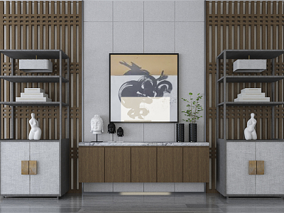 New Chinese-style Side Cabinet Bookshelf model