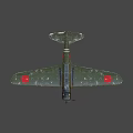 Vintage Green Fighter Plane With Red Circle Markings On Wings Front Propeller And Dark Background