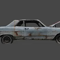 Old Rusty Car With Open Hood Vintage Exterior And Worn Details