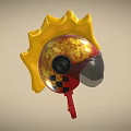 Red Helmet Featuring Yellow Flame Decoration Honeycomb Texture Black Visor And Red Straps