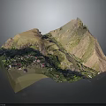 Detailed 3D Book Shaped Terrain Model With Mountain Ranges And Lush Green Vegetation
