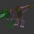 Detailed Fierce Dinosaur Model With Spiked Body And Sharp Teeth Design