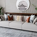New Chinese-style three-person sofa 3d model