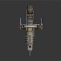Cosmic Space Station With Ring Structure Blue Light And Mechanical Components