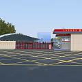 Entrance Gate With Guard Room And Yellow Grid Lines On Road Surface Design