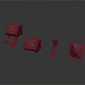 Four Red Block Shaped Character Creature Design Components With Different Structures