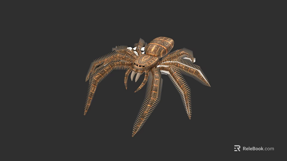 Detailed Brown Reptile 3D Model With Long Legs And Textured Body On Black Background 3d model 