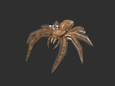 Detailed Brown Reptile 3D Model With Long Legs And Textured Body On Black Background 3d model