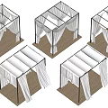White Flowy Outdoor Curtains for Gazebos with Various Designs and Wooden Floors