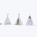 Various Design Teepee Tents With Different Patterns And Colors For Outdoor Camping 3d model
