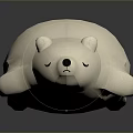 Soft White Polar Bear Plush Pillow in Lying Position on Dark Background 3d model