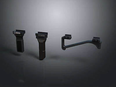 Black Modern Weapon Accessories With Different Tactical Design And Ergonomic Structures 3d model