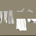White Curtains In Various Styles With Hanging Folds And Decorative Details