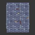 3D Dungeon Room Model Featuring Blue Stone Walls Characters And Furniture