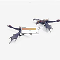 Two Detailed Dark Dragon Figurines With Winged Design And Decorative Features