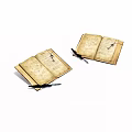 Old Open Books With Yellowed Pages And Feather Quill Pen