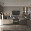 Modern Kitchen Interior With Dark Cabinets Stainless Steel Appliances And Stone Island Countertop
