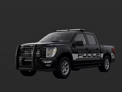 Black Police Pickup Truck With Front Bumper Guard And Modern Exterior Design 3d model