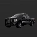 Black Police Pickup Truck With Front Bumper Guard And Modern Exterior Design