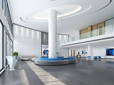 Bright Modern Government Service Hall With Service Windows Waiting Area And Info Desk 3d model