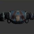 Detailed Game Movie Character With Blue Black Armor Standing Sci Fi Warrior Pose