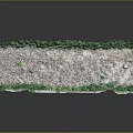 Long Natural Strip Surface With Green Mossy Edges And Textured Stone Center