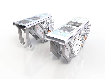 Industrial Metal Mechanical Components With Tracks Labeled Surfaces And Connection Devices 3d model