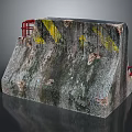 Concrete Barrier with Weathered Texture Yellow Stains and Red Metal Handles