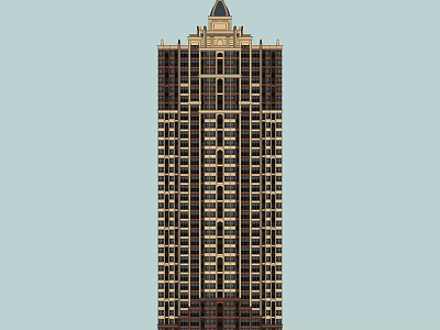 Modern High Rise Building With Pointed Roof And Symmetrical Window Design On Facade 3d model