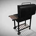 Portable Black Barbecue Grill With Rolling Wheels Metal Grate And Side Shelf