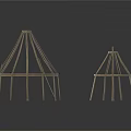 Modern Metallic Skeletal Structures With Conical Frame Design And Decorative Metal Bars 3d model