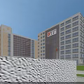 Modern White Multi Story School Building With Basketball Court Under Blue Sky