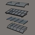 Modern Wall Mounted Awnings Featuring Metal Frames And Transparent Panels Design 3d model