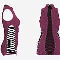Purple Sleeveless High Neck Dresses With Lace Up Sides And Ruched Details