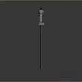Ancient Textured Sword With Silver Decorated Hilt On Smooth Black Surface Showing Reflection
