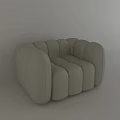Stylish Modern Beige Single Sofa Leather Upholstered with Rounded Tufted Design 3d model