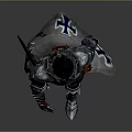 Armored Fantasy Warrior With Black Hair Wearing Detailed Metallic Armor And Holding Sword