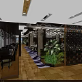Elegant Banquet Hall Interior With Ornate Ceiling Dining Tables And White Tablecloths