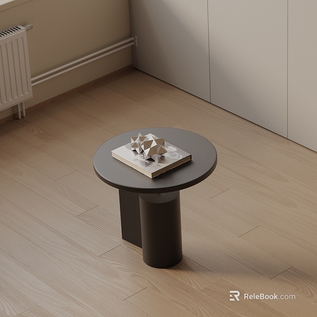Round Side Table With Book And Geometric Decor For Modern Living Room 3d model 