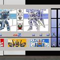 Anime Figure Display Area With Gundam Models Posters And Shelf Exhibits