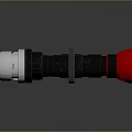 Fire Hose Nozzle With Black Metal Body Red Tip And Silver Connector